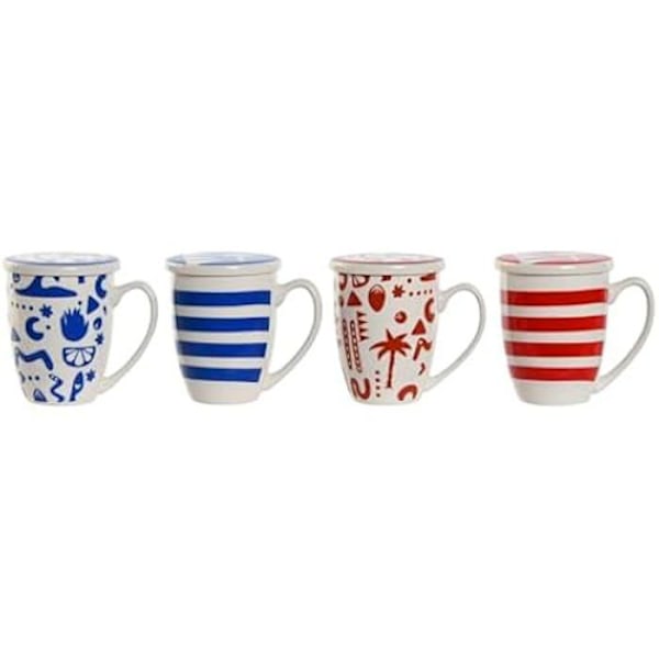 Kopp med filter för infusioner - HOME ESPRIT - Set med 4 - Flerfärgad - Rostfritt stål - Porslin 380 ML Flerfärgad