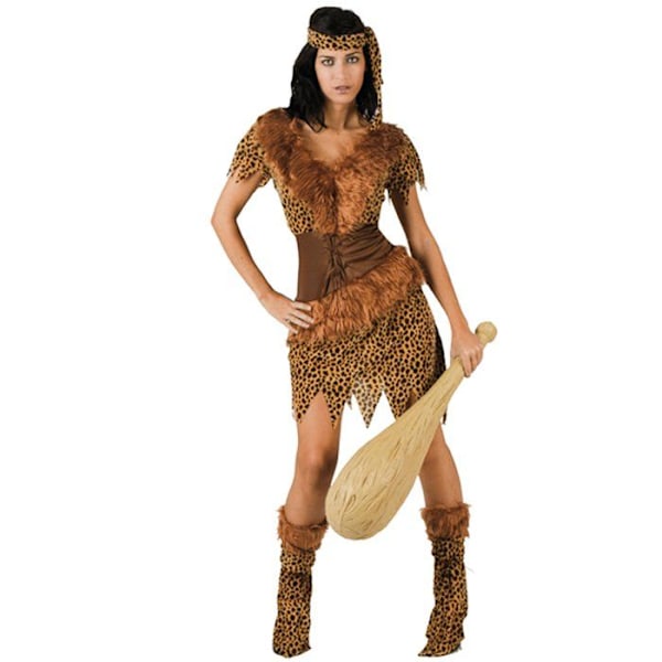 Hulekæde hulekvinde - Sexet - Størrelse XL - Leopardtunika - Faux dyrehud - Tilbehør ikke inkluderet Leopard