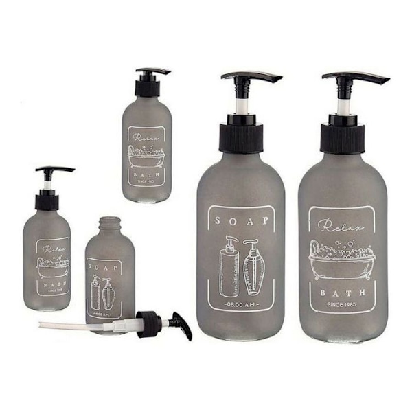 Bigbuy home sæbedispenser - S3608353 - Sort Grå Glas polypropylen (6,5 x 16 x 6,5 cm)