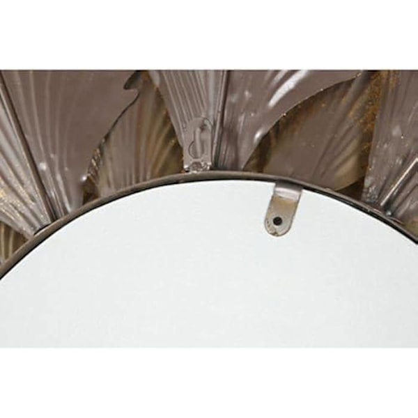 Vægspejl - HOME ESPRIT - Planteblad - Guldmetal - 76,5 x 76,5 cm - Moderne design Flerfärgad