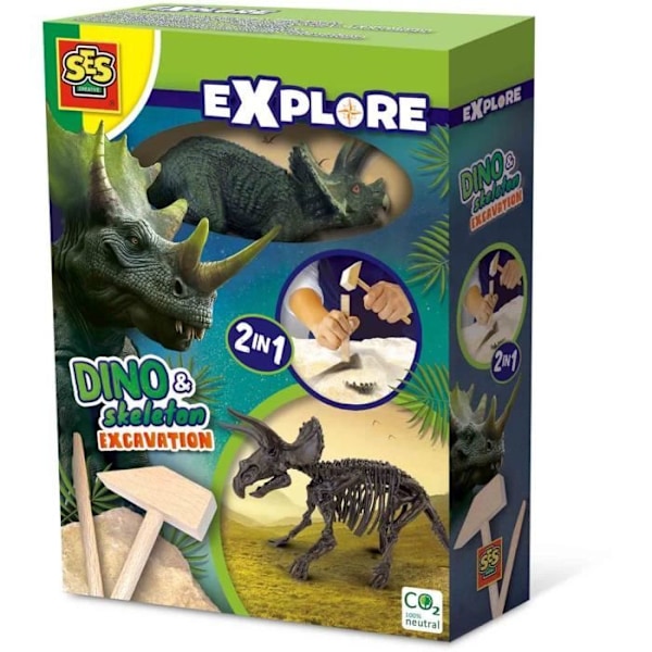 Dinosaurus- ja luuston kaivaminen 2 in 1 - Triceratops - SES CREATIVE