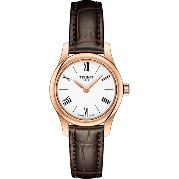 Damklocka - TISSOT - TRADITION 5.5 LADY - Läder - Kvarts - Vattentålighet 3 ATM rosa guld