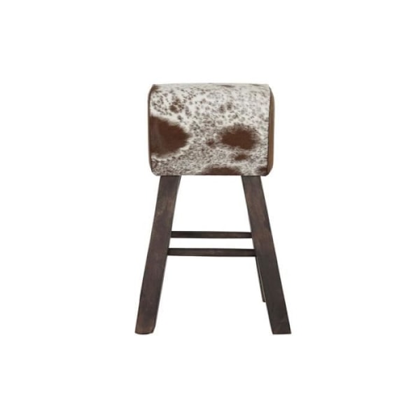 DKD Home Decor Taburet Sort Træ Brun Læder Hvid (50 x 35 x 75 cm) - 8424001898602