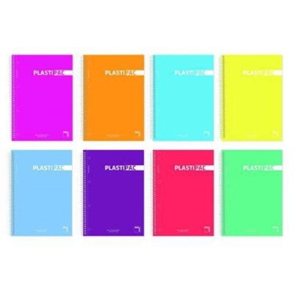 Pacsa plastipac notesbog 80 ark 4x4 omslag polypropylen folio 90gr assorterede farver -5u-