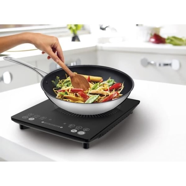 TEFAL IH210801 Everyday Slim Induktionskogeplade 45 mm tyk, 2100 W, 6 madlavningsprogrammer, Manuel tilstand, Touch-interface