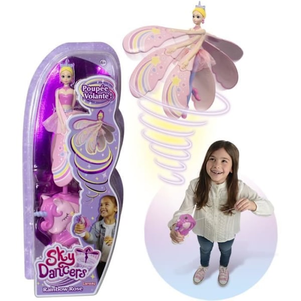 Sky dancers - LANSAY - Regnbue Rose - Flyvende dukke - Fra 6 år