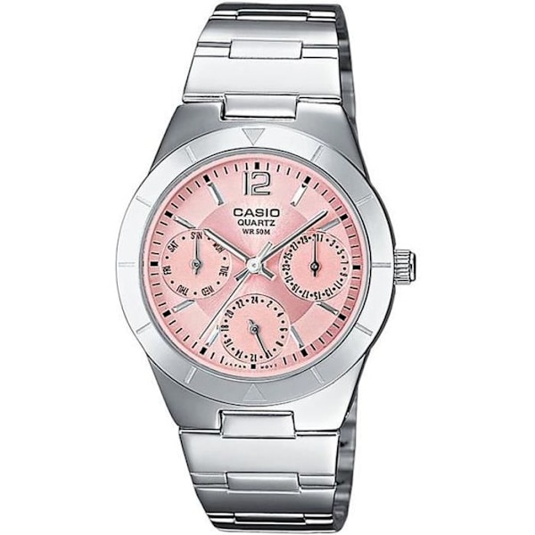 Ur - CASIO - Dame - Rustfrit stål - Pink urskive - Foldespænde Rosa, Vit