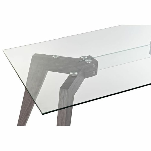 ruokapöytä läpinäkyvä harmaa lasi mdf puu (160 x 90 x 75 cm)