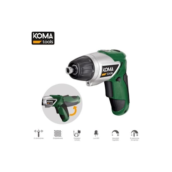 GENERISK - Vendbar batteriskruetrækker 3,6v Lithium 1300ma 17,5x14,8cm Koma Tools