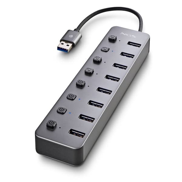 NGS IHUB 8 : Hub 8 porte USB 3.0, overførsel 5Gbps, kabel 180mm, Plug & Play, sort