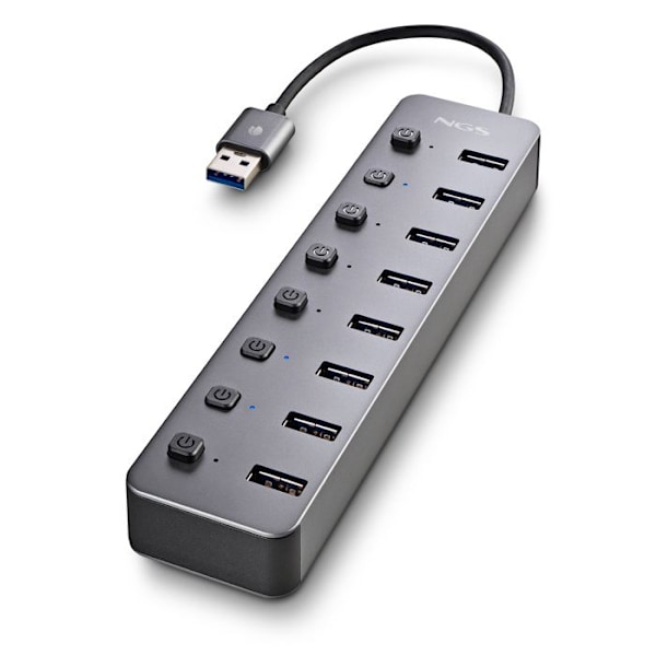 USB 3.0-hub - NGS - IHUB 8 - 8 portar - 5 Gbps - Plug & Play - Svart