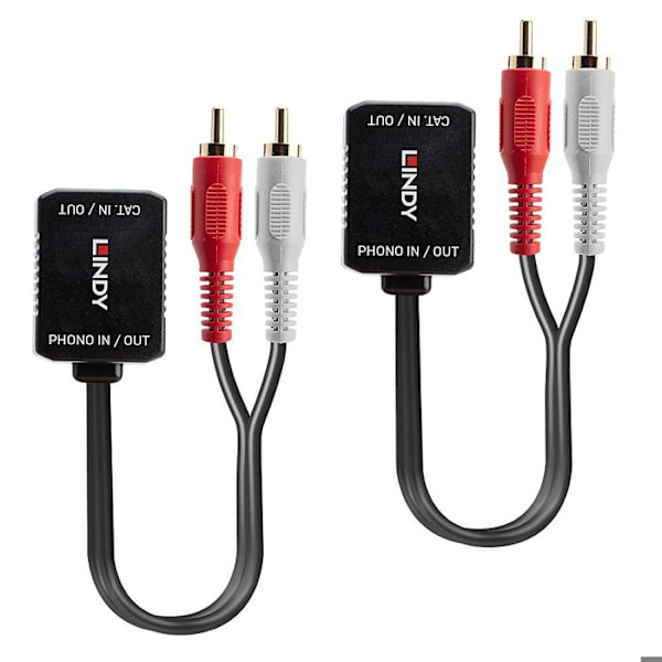 Äänisignaalin laajennin - LINDY - Cat.5-6 - 100m - 2x RCA uros - RJ45 naaras