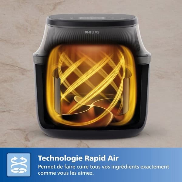 Airfryer - PHILIPS - NA332/00 - 6,2L - 1700W - 12 programmer LED Sort