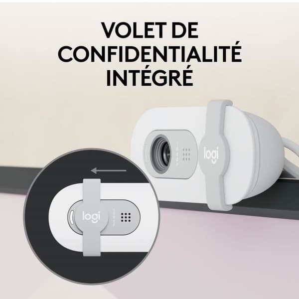 Webcam - Full HD 1080p - Logitech - Brio 100 - Integreret mikrofon - Hvid