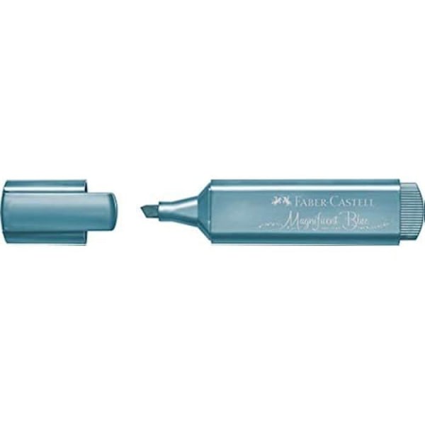 Textliner 46 pen - Faber-Castell - Vandbaseret blæk - Holdbar mejselspids - Æske med 10 kuglepenne Metallisk blå