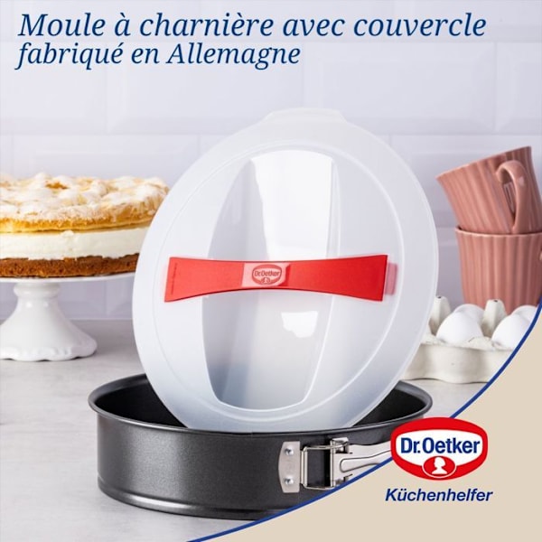 Moule à manqué à charnière 26 cm kanssa kuljetuskansi Dr. Oetker Bake and Go Svart