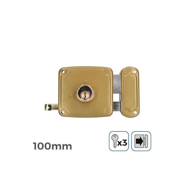 Lukko - YLEINEN - Oikea 100mm - 3 Avainta Mukana - Avainlukitus - Pintakiinnitys