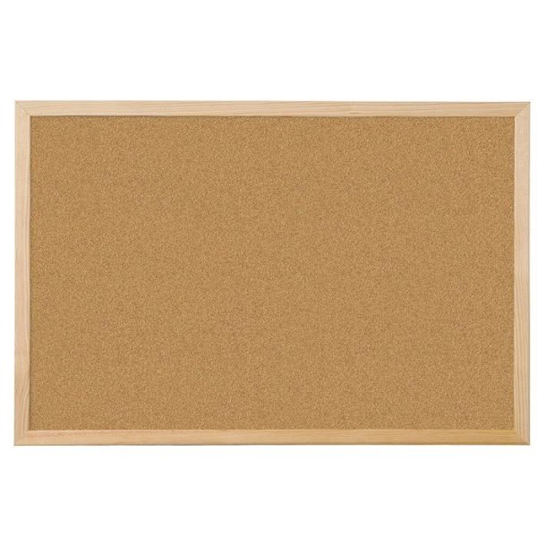 Q-connect väggmonterad korkskiva ram i naturfuru 2 sidor ingår 5 memostift väggfäste tjocklek 1mm 40x30cm