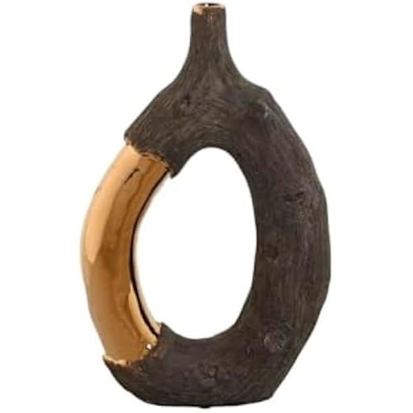 Maljakko - HOME ESPRIT - Kullanruskea kivitavara - Moderni - 20 x 8 x 31 cm - Monivärinen Flerfärgad