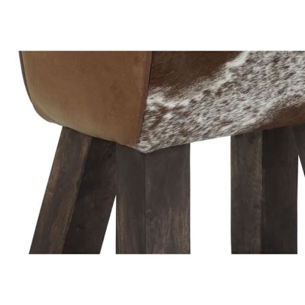 DKD Home Decor Taburet Sort Træ Brun Læder Hvid (50 x 35 x 75 cm) - 8424001898602