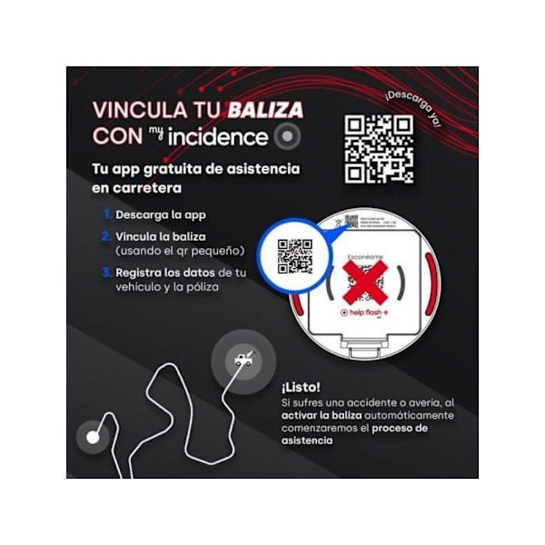 Hätävalonauha Help Flash IOT Plus Valkoinen Geolokalisointi LED-sovellus