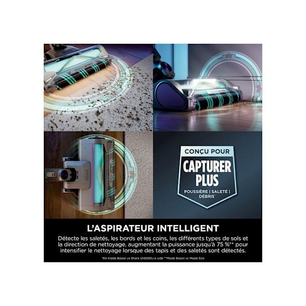 Skaffare - Shark Power Detect IP3251EUT - Automatisk tömningsstation - 2L - 70 min batteritid Grå, guld och lila