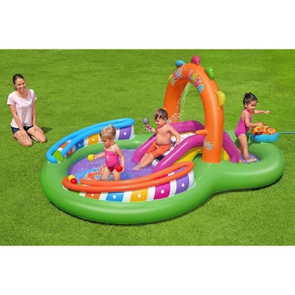 Bestway 53117 Sing and Splash oppustelige vandlegecenter, 2,95 m x 1,9 m x 1,37 m Flerfärgad