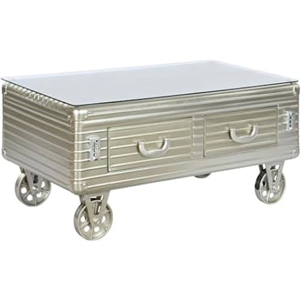Soffbord - HOME ESPRIT - Rektangulärt - Metall och glas - 100 x 52 x 46 cm - Flerfärgad Flerfärgad