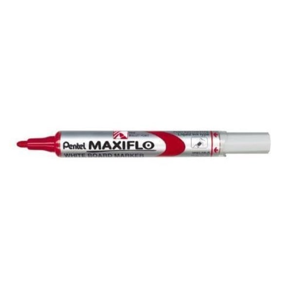 Pentel Maxiflo Dry Erase Whiteboard Marker Medium Bullet Tip alkoholipohjainen nestemäinen muste punainen pakkaus 12 kpl