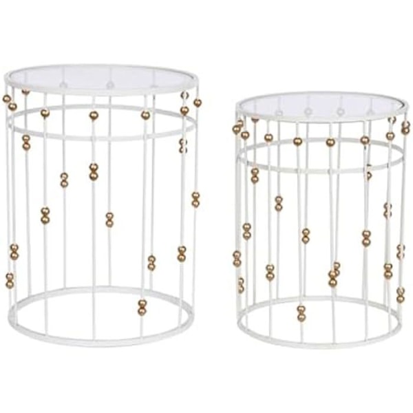 Borde - HOME ESPRIT - Sæt med 2 - Golden White - 42 x 42 x 55 cm - Moderne design Flerfärgad