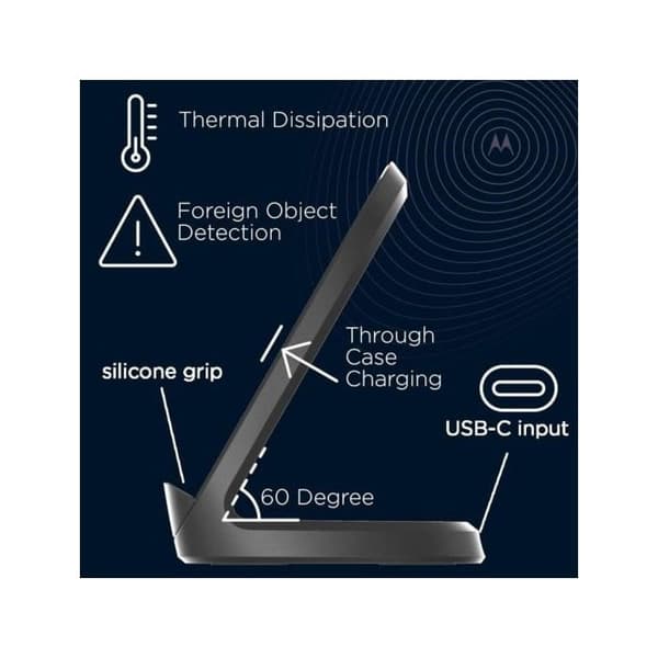 Trådløs oplader - Motorola - SJW202-EU - Sort - USB-C - 15 W hurtig Sort