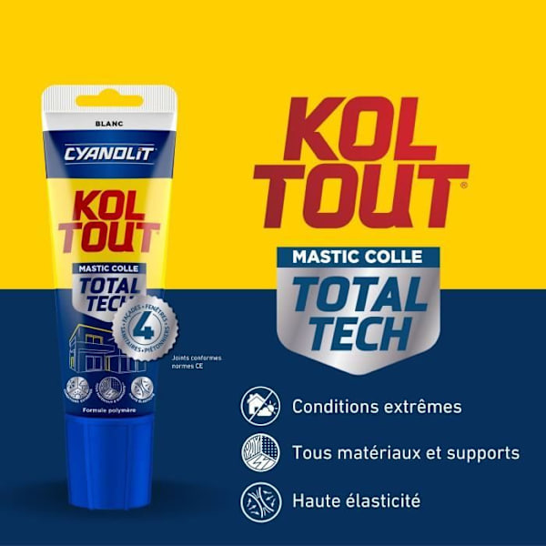 Kiinnitys- ja tiivistysliima - CYANOLIT - Total tech - Putkilo 125 ml - Korkea kestävyys - Erittäin monipuolinen