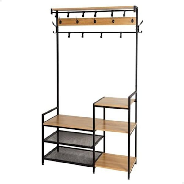 Kenkäkaappi ja Takkipeili - AKTIVE - 18429 - 102 x 40 x 180 cm - 17 Koukkua - Teollinen tyyli Svart