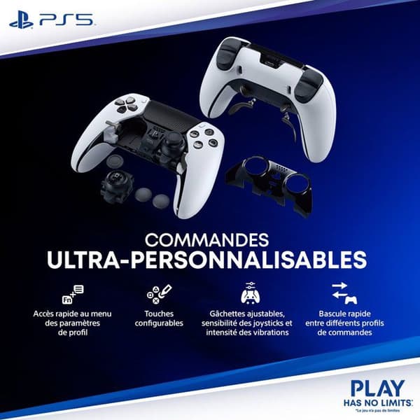 Langaton DualSense Edge™ - Midnight Black I PS5 ja PC Sort
