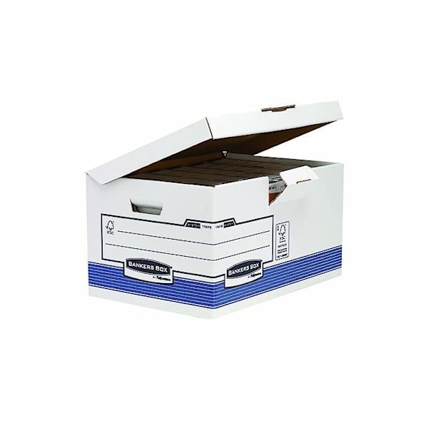 Arkiveringslådor - Fellowes - Maxi B - Vikbart lock - 100% återvunnen kartong - A4-format