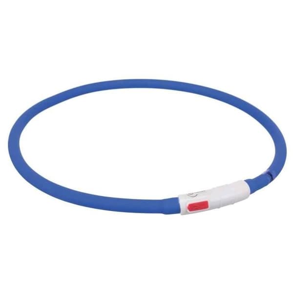 Lysende halsbånd - Trixie - USB-ring - 70 cm - Vandafvisende - Justerbart - Blå