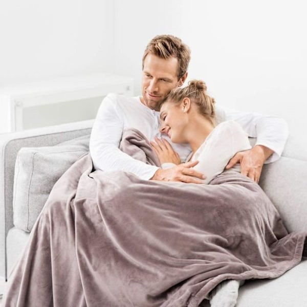 HD 75 - Taupe varmetæppe - Ultra blød, åndbar og justerbar temperatur med automatisk sluk - 180 x 130 cm kastanj