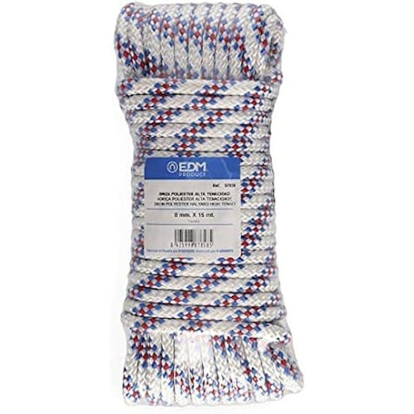 Polyesterfall - EDM - Tricolor - 15 m - Kaliber 8 mm - Flätad Trefärgad