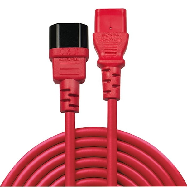 Lindy strømkabelforlænger IEC 60320 C13 til IEC 60320 C14 50 cm støbt rød