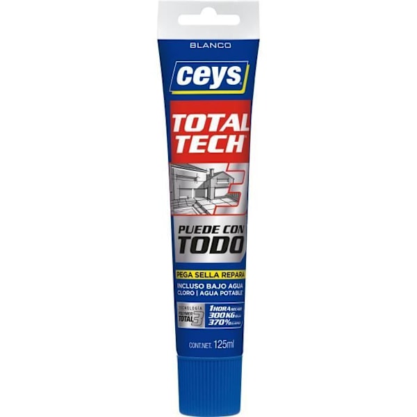 Masseklæb - Ceys - Total Tech - 125ml - Vandtæt - Fleksibel - Modstandsdygtig over for ekstreme forhold Vit