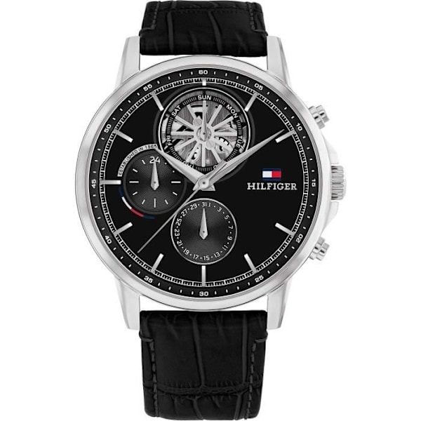 Ur - Tommy Hilfiger - 1710605 - Sort Læder - Rustfrit Stål - Vandtæthed 5 ATM Svart silver
