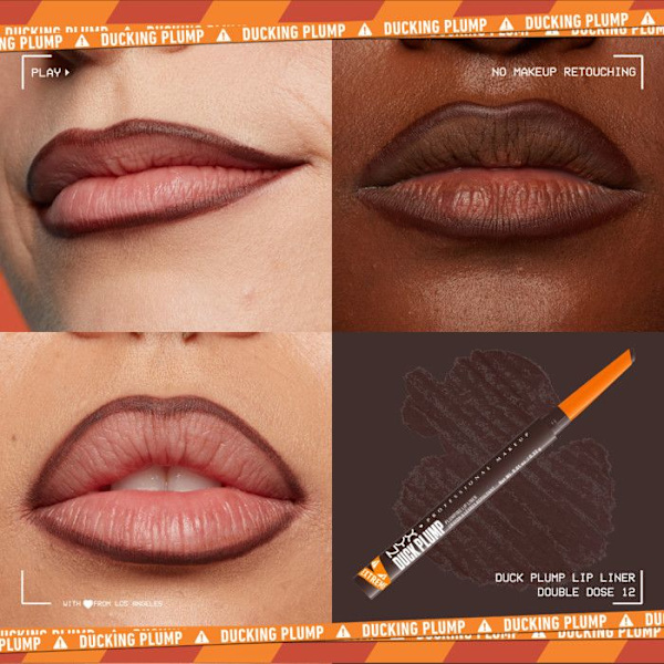 NYX Professional Makeup Duck Plump Plumping Huulilinja, huulikynä, jopa 10h kestoa, mattapinta, Double Dose Dobbelt Dosis