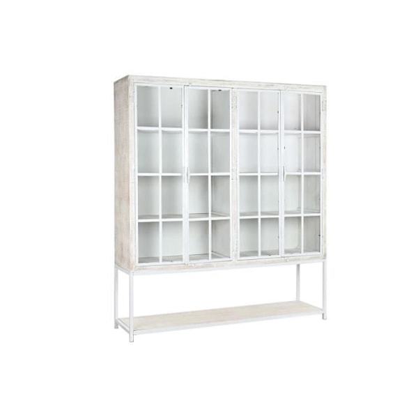 hylla 170 x 45 x 200 cm svart vit metall mangoträ