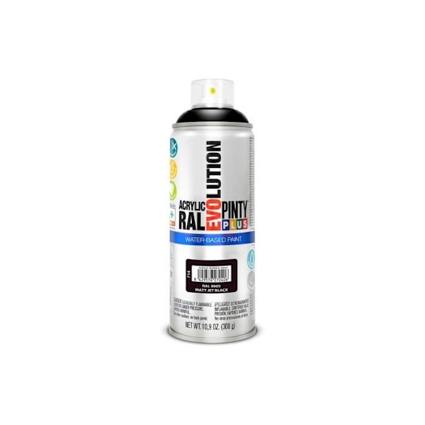 Sprayfärg - GENERISK - Pintyplus Evolution - 520cc - Mörk Matt Svart - Vattenbaserad Mörk Matt svart
