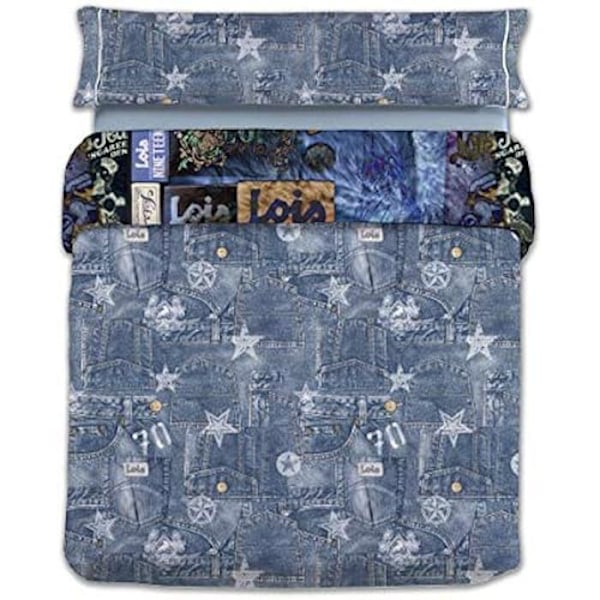 Vuodevaatteet setti - LOIS - Reina Fabrics - Espanjalainen valmistuslaatu - Puuvilla - Sininen Blå