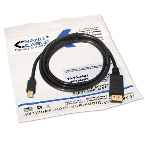 Nanokabel DisplayPort, 2 m, 2 m, Mini DisplayPort, DisplayPort, Han, Han, Guld