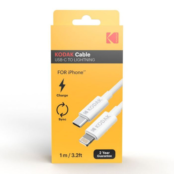 USB-kabel - KODAK - Hvid - USB-C til Lightning - Dataoverførsel - Hurtigopladning