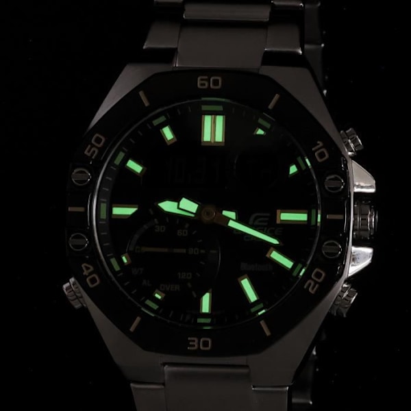 Ur - CASIO - ECB-10DB-1A9EF - Rustfrit stål - Vandafvisende 10 bar - Dobbelt display Pengar