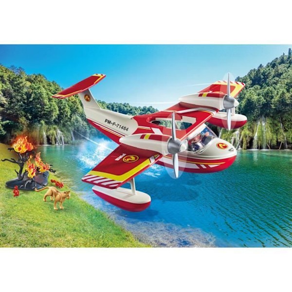 PLAYMOBIL 71463 Sjöflygplan med brandman - Action Heroes - Brandmän - Från 4 år Flerfärgad