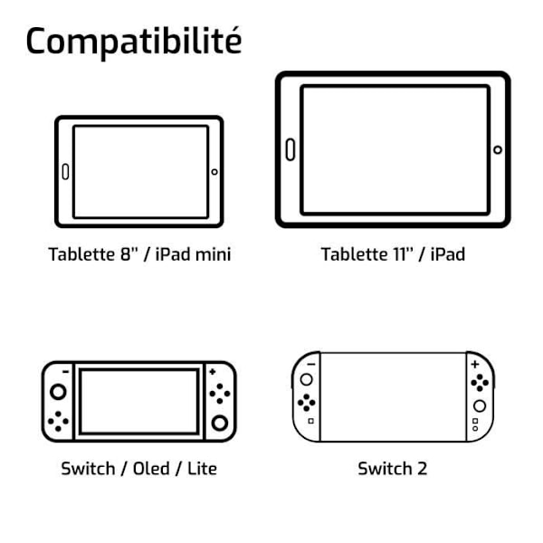 Support til bil - ONLAN - Nintendo Switch 2 - Bærbar konsol og 8'' tablet - Sort Svart